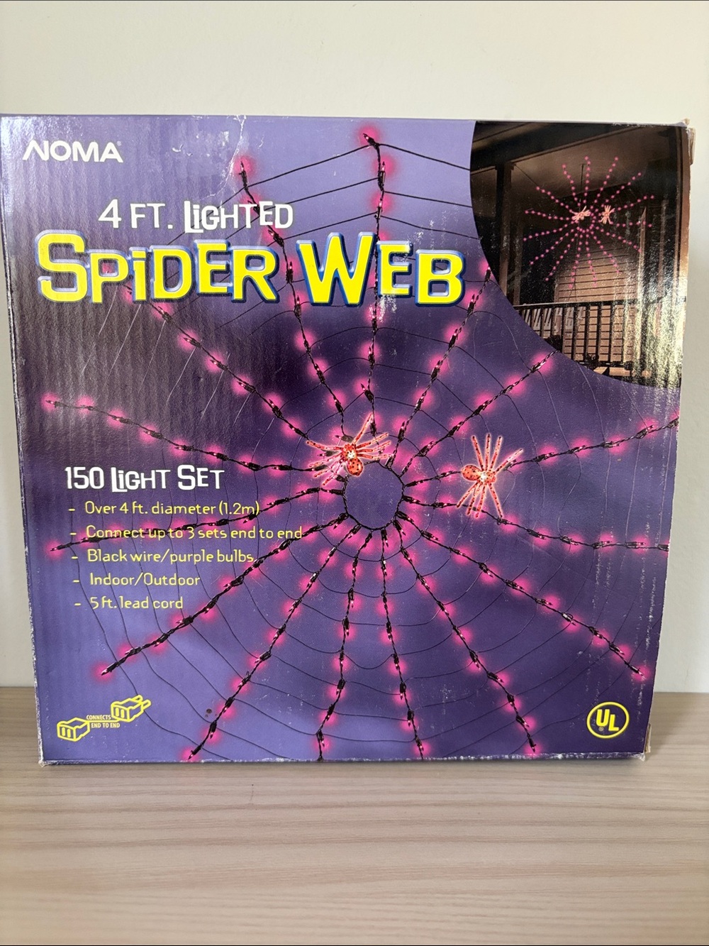 NOMA 4 ft. Lighted Spider Web with Purple Lights
